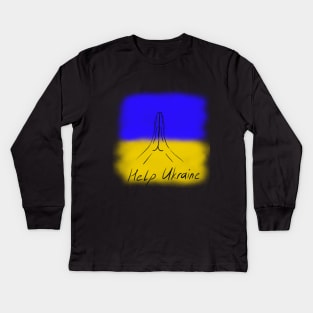 Help Ukraine Ukraine Flag Kids Long Sleeve T-Shirt